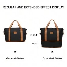 Borsone Espandibile Impermeabile da 36L con Beauty Case per Uomini e Donne Borsa da Palestra per il Weekend Set di Due Pezzi Bagaglio a Mano con Separazione Asciutto/Bagnato Resistente all'Acqua - Nero-1 - Visualizzare 5