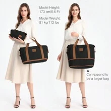 Borsone Espandibile Impermeabile da 36L con Beauty Case per Uomini e Donne Borsa da Palestra per il Weekend Set di Due Pezzi Bagaglio a Mano con Separazione Asciutto/Bagnato Resistente all'Acqua - Nero-1 - Visualizzare 9