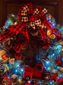 1/2/3 Roll Wired Edge Ribbons Buffalo Plaid Burlap Ribbon Farmhouse DIY Gift Wrapping Crafts For Christmas Bow Wreath Tree Decoration,Christmas - Christmas Ribbon - View 7