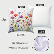 1 Stück 17,7*17,7 Zoll (45*45 cm)/19,69*19,69 Zoll (50*50 cm)/15,75*15,75 Zoll (40*40 cm) Tintendruck Blumenmuster Polyester Kissenbezug [einseitig Muster], Heimdekoration Kissenbezug für Bett, Sofa, Auto, geeignet für täglichen Gebrauch oder hochwertige minimalistische Selbstnutzung, Wohnzimmer, Schlafzimmer [ohne Kissenfüllung] - Verschiedenfarbig - Übersicht 2