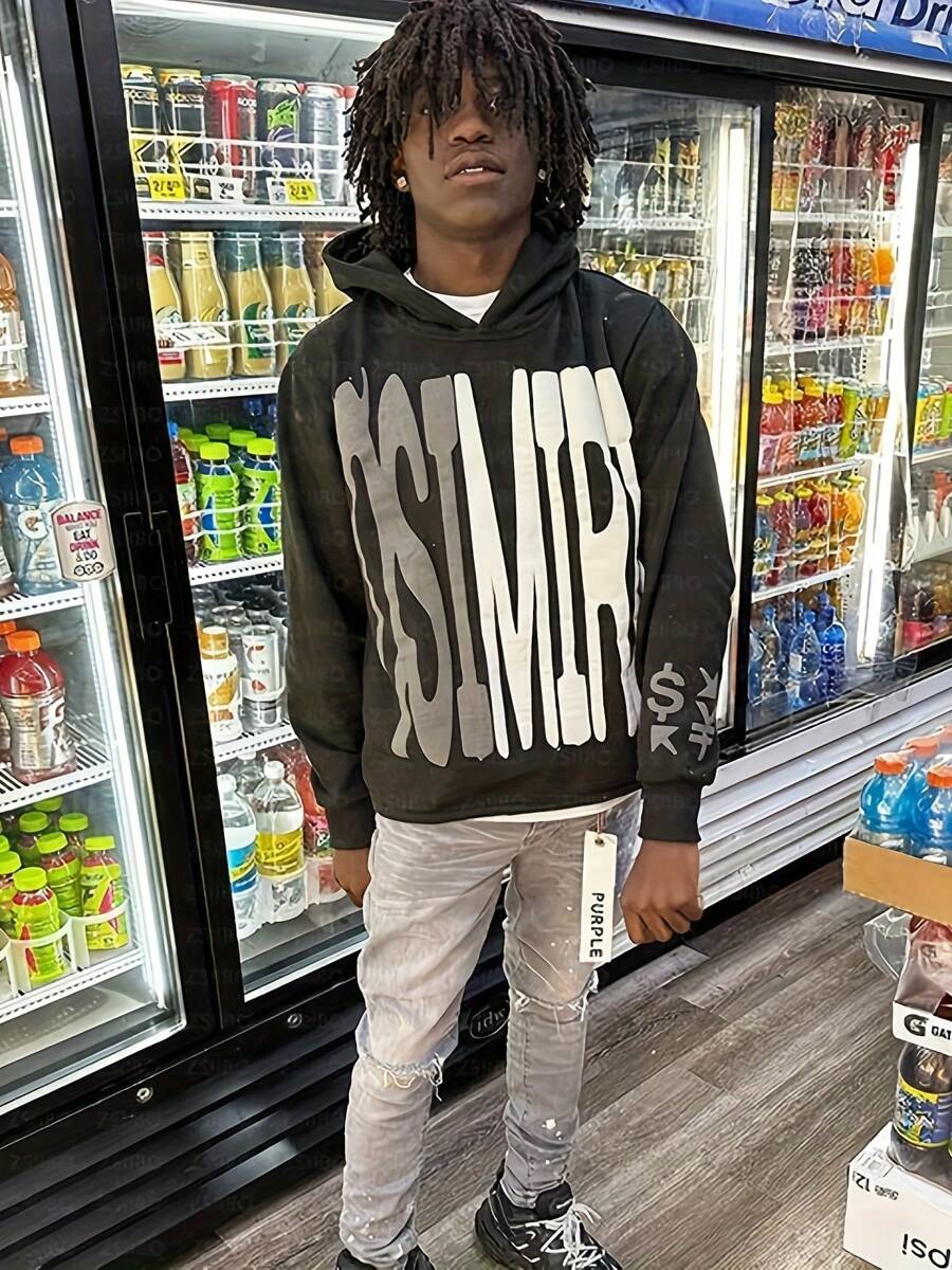 字母印花连帽衫 套头衫 卫衣 原宿风 星星夹克 街头服饰
