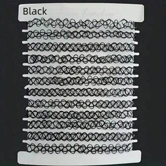 12 件/包时尚弹力颈链，带多色鱼线纹身图案