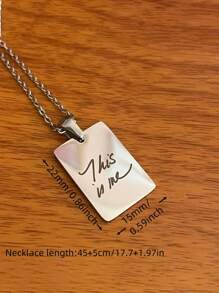 1pc Custom Text Square Tag Necklace Fashion Simple Stainless Steel Smooth Carved Pendant Necklace Personalized Stainless Steel Couples Gift Gold,Silver Stylish,Fall Fashion,Vintage,Unisex,Simple,Casual,Hipster,Goth,Punk Custom,Personalized,Unique Ideal Gifts For Her Her,Boyfriend,Girlfriend,Dad,Mom,Family,Friends,Pets,Son,Daughter,Grandparents For Anniversaries,For Valentine's Day,For Mother's Day,For Birthdays,For Graduation,For Father's Day,For Weddings,For Daily Wear,For Party,For Prom,New Year Glamour - Multicolor - View 6