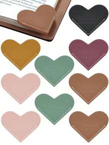 Leather Heart-Shaped Bookmark PU Leather Heart Shape Page Clips Cute Corner Bookmark Reading Enthusiast Book Accessory For Teachers Students Book Reading Lovers Suitable For Daily Use Travel And Home Use Travel Essentials