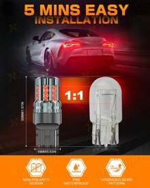 XWQHJW 2x XWQHJW 7443 7440 Brake Tail Stop Light Red Flash Strobe Blinking LED Bulbs US