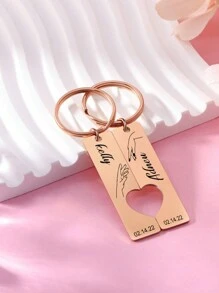 1 Set Custom Name Keychain For Women Men Stainless Steel Engraved Key Ring, Unique Nameplate Romantic Couple Keychain Jewelry, Valentine's Day Commemorative Confession Gift For Men And Women Engraved, Stainless Fashionable,Vintage,Contracted,Stylish