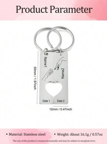 1 Set Custom Name Keychain For Women Men Stainless Steel Engraved Key Ring, Unique Nameplate Romantic Couple Keychain Jewelry, Valentine's Day Commemorative Confession Gift For Men And Women Engraved, Stainless Fashionable,Vintage,Contracted,Stylish