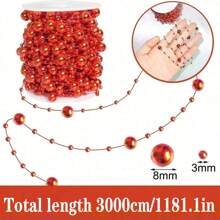 1 卷/197 英寸/500 厘米满天星 8+3 鱼线串珠仿珍珠串珠链婚礼手捧花装饰 DIY 珠宝配饰手工珠宝配饰新娘发饰项链手链配饰 - 電鍍-紅色 - 查看 9