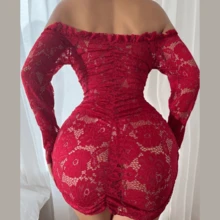 Bodytron Lingerie Dress With Lace Bandeau - Đỏ - Xem 2