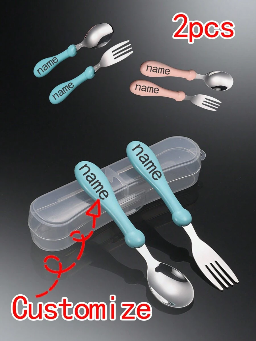 Personalized 304 Stainless Steel Children's Flatware Set, Customizable Flatware Set, Customizable Children's Name Spoon, Fork, Knife, Tea Spoon, Soup Spoon, Child Tableware, Customizable Cute Bear Flatware Set, Customizable Training Spoon, Creative Flatware Set, Birthday Commemorative Gift, Children's Gift, Christmas Gift, Halloween Gift, Valentine's Day Gift, Party Gift, Wedding, Birthday, Party, Customized Name Spoon, Fork, Knife, Home Decor Gift