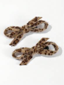 2 piezas Clips para el cabello con lazo de estilo callejero bohemio de poliéster con estampado de leopardo de color contrastante, clips para el cabello con lazo de leopardo para flequillo lateral, adecuados para uso diario, ocasiones de fiesta, todo el año, Día de San Valentín, Pinzas para el cabello, Accesorios para el cabello, Invierno, Atuendo de invierno para mujer, Lazos, Lindo - Multicolor - Ver 7