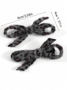 2 piezas Clips para el cabello con lazo de estilo callejero bohemio de poliéster con estampado de leopardo de color contrastante, clips para el cabello con lazo de leopardo para flequillo lateral, adecuados para uso diario, ocasiones de fiesta, todo el año, Día de San Valentín, Pinzas para el cabello, Accesorios para el cabello, Invierno, Atuendo de invierno para mujer, Lazos, Lindo - Multicolor - Ver 3