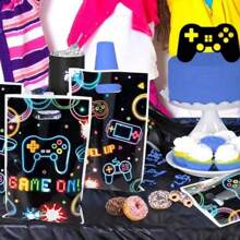 10/30/50pcs Gaming Theme Party Gift Bags, Neon Light Party Favor Bags, Candy Treat Bags, Gaming Theme Party Decoration Bags, Birthday Snack Bags, Best Choice For Birthday Party Tabletop Decorations