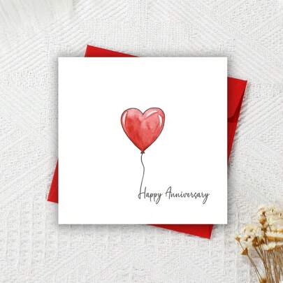 Watercolour Heart Balloon Cards, Funny Gift For Valentine, Valentine's Day Card, Anniversary Cards, Funny Valentines Gift, For Girlfriend, Boyfriend, Husband, Wife, Her, Him