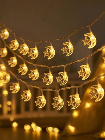 1 件电池供电 LED 星星和月亮灯串装饰灯适用于卧室、节日、派对氛围装饰、节日装饰灯