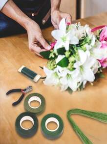 Kit de arranjo floral de 1 peça/6 peças, incluindo fita e arame para flores, cortador de fio para haste, fita para corpete e 100 fios para haste para embrulhar buquês e suprimentos para fazer guirlandas na floricultura