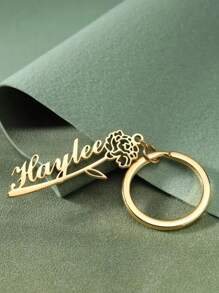 1 pièce Porte-clés personnalisé avec design floral et nom personnalisé en acier inoxydable, convient pour un cadeau de fête des mères, un cadeau d'anniversaire pour une seule personne, un cadeau de la Saint-Valentin pour la petite amie, la mère, un cadeau de remise des diplômes, un cadeau de Noël - Multicolore - Voir 8