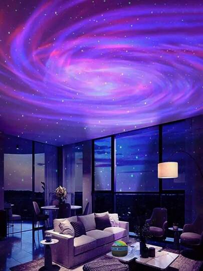1pc LED Northern Lights Rotating Projector Lamp, Multi-Color Pattern With Remote Control, Galaxy Star Projector, Bedroom Night Light, Home Theater, Ceiling, Room Decor Romantic Atmosphere Light