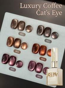 15ml Luxury Coffee Cat's Eye Nail Gel Polish Set With Soak Off UV LED Cat Eye Gel Polish Manicure Nail Art Gift Kit For Christmas-No Magnetic Stick Included