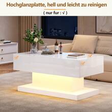 Premium LED Couchtisch mit Multifunktions-Speichersystem | Moderner Beistelltisch mit Intelligenter Beleuchtung für Wohnzimmer & Homeoffice