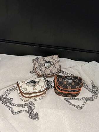 1pc Pu Magnet Closure Fashion Retro Chain Western-Style Women's Shoulder Messenger Bag, Mini Decorative Lipstick Coin Purse For Various Occasions, Comfortable And Versatile, Suitable For Outdoor, Playing, Commuting, School Use, Is A Perfect Gift For Women