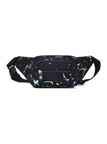 1pc Fashion Colorful Nylon Zipper Closure Casual Versatile Multi-Pocket Fanny Pack/Chest Bag/Shoulder Bag, Suitable For Daily Outing, Holiday, Travel, Random Print Design