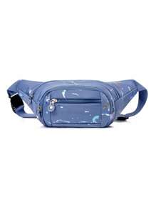 1pc Fashion Colorful Nylon Zipper Closure Casual Versatile Multi-Pocket Fanny Pack/Chest Bag/Shoulder Bag, Suitable For Daily Outing, Holiday, Travel, Random Print Design