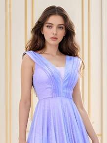 Grife Velasco Vestido Madrinha de Casamento Longo Brilho Festa Formatura Babado Manguinha