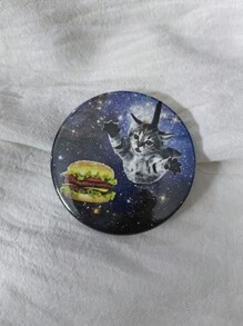 1pc 4.4cm/1.73inch Cute Space Cat Graphic Pin Badge, Jacket Pin, Suitable For Attaching On Clothes, Bags, Backpacks, Fun Gift For Friends And Family - Multicolor - View 3