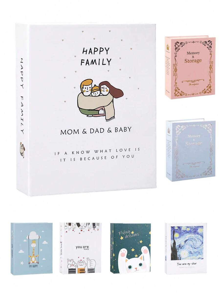 1pc 6-Inch 100Sheets Swing Deer Photo Album, Suitable For School, Office, Back-To-School Students, Males, Females, Colleagues, Couples, Festivals/Holidays - Valentine's Day Gift, Expandable Family Picture Album - Blue - View 1