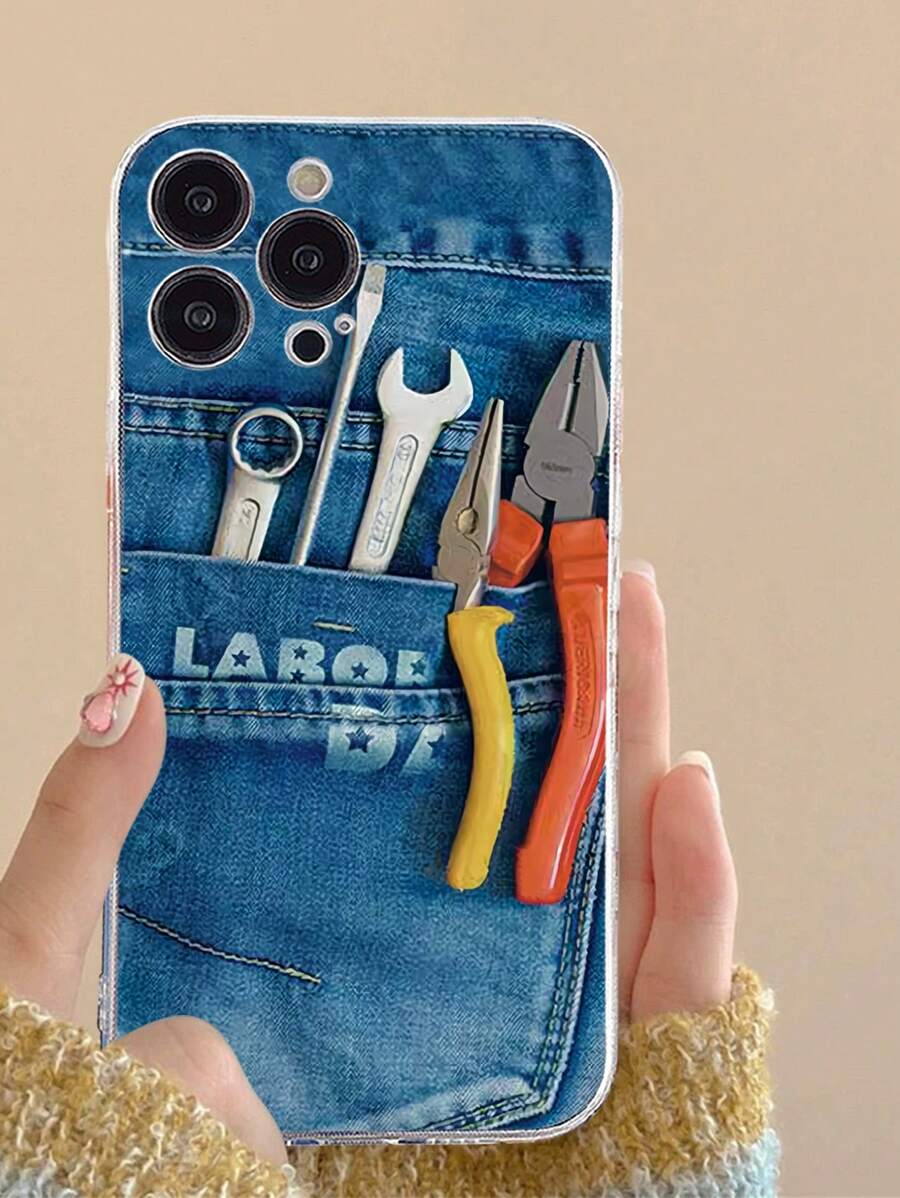 Custodie per iPhone con divertenti design in denim da lavoro con utilità, cover per telefono protettive e antiurto adatte per l intera serie di iPhone, adatte per ragazzi e ragazze - Multicolore - Visualizzare 1