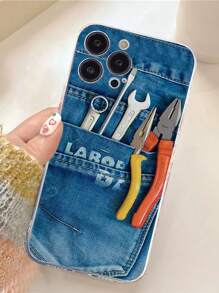Custodie per iPhone con divertenti design in denim da lavoro con utilità, cover per telefono protettive e antiurto adatte per l intera serie di iPhone, adatte per ragazzi e ragazze - Multicolore - Visualizzare 2