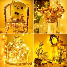 2 Packs Fairy Lamp Battery Powered String Lamp 12m 100 LED Mason Can Lamp Silver Wire Lamp Firefly DIY Party Wedding Christmas Valentine's Day Decoration (Warm White)