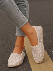 女士时尚圆头系带平底休闲便鞋，全新设计 - 卡其色 - 查看 7