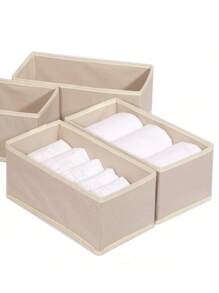 6pcs Fabric Underwear Storage Boxes, Home/Dorm Underwear, Socks, Clothing Storage Boxes, Drawer Style Wardrobe Organizers, Tidying Storage Boxes - Black - View 9