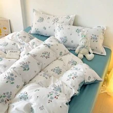 1 pieza Funda nórdica individual, de estilo sencillo con múltiples colores y patrones, hecha de poliéster adecuada para dormitorios de estudiantes