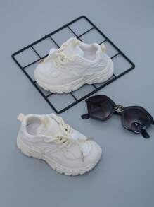 Spring New Arrival Toddler Girls' And Boys' Neutral Sport Shoes, Fashionable Chunky Sneakers, Big Kids' White Shoes, Suitable For Spring And Autumn