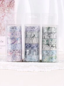 6rolls/Box Blanched Silver Washi Tape With Winter Colour Aesthetics,Creative Exquisite Handmade Art DIY Decorative Sticker Material Tape Set ,Scrapbooking Supplies Washi Tape Adhesive(0.59*78.74in) Back To School