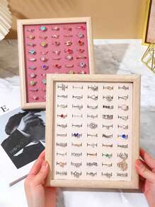 1 chiếc khay đựng khuyên tai bằng gỗ kiểu cổ điển, giá trưng bày trang sức, trang trí phòng. - Khay đựng trang sức bằng gỗ 20X23.8X3 - Xem 8