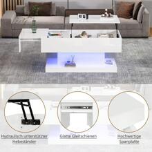 Premium LED Couchtisch mit Multifunktions-Speichersystem | Moderner Beistelltisch mit Intelligenter Beleuchtung für Wohnzimmer & Homeoffice