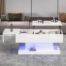 Premium LED Couchtisch mit Multifunktions-Speichersystem | Moderner Beistelltisch mit Intelligenter Beleuchtung für Wohnzimmer & Homeoffice