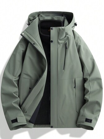 3-In-1 Men Outdoor Winter Jacket, Windproof Waterproof, Detachable Lining, Suitable For Snow Hiking & Mountain Climbing