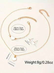 SOKI SOKI 5pcs/Set Ladies Watch Women PU Strap Casual Quartz Watch And Heart Necklace Earrings Bracelet Jewelry Set Suitable For Daily Wear, Back-To-School Season, Graduation Season, Thanksgiving, Couples, The Best Gifts Watch Box Not Included