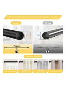 Cortineros De Metal Ajustable Barra De Cortina A Maximo 3m - Multicolor - Ver 3