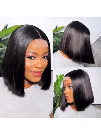 12-tums rabatt 2x6 spetsperuk med äkta hår, rakt hår, kort bob för kvinnor, naturlig färg, svart, 250 % densitet, transparent spets runtom, babyhår, limfritt, rakt, bob-peruk med äkta hår, för kvinnor, dagsbruk, kvinnors bruk, naturlig vacker, nybörjarperuker, peruker med äkta hår, limfria peruker, äkta hår, babyhår för kvinnor, spetsfrontperuker, äkta hår, halloween, jul, lämplig som present till kvinnor (10,12 tum)