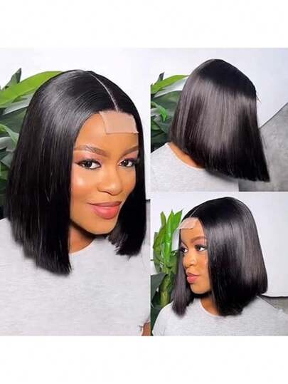 12Inch Discount 2X6 Lace Wig Human Hair Straight Hair Short Bob For Women Natural Color Black 250% Density Transparent Lace Around Baby Hair Straight Human Hair Bob Wigsfor Women Day Use Women's Use Natural Beautiful Soft Beginner's Use Wigs Human Hair Wigs Human Hair Baby Hair For Women Lace Front Wigs Human Hair Christmas Suitable As Women's Gift (10,12Inch)