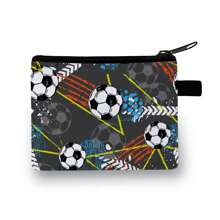 Coin Purse In Colourful-Red/Blue/Black Festive Football Dinosaur Printed Coin Purse - Casual Style, Polyester Material