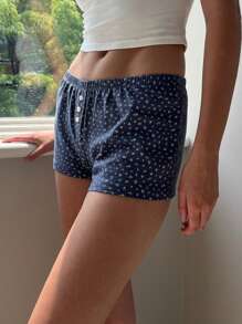 Women's Summer Casual Pajama Shorts Loose Lounge Shorts - 藍色 - 查看 3