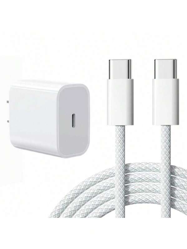 Turbo Cargador iPhone 15 de 35W, Combo Cargador Cubo Entrada Tipo C Cable C-C 1M Para iPhone 15 Series