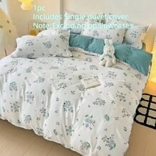 1 pieza Funda nórdica individual, de estilo sencillo con múltiples colores y patrones, hecha de poliéster adecuada para dormitorios de estudiantes